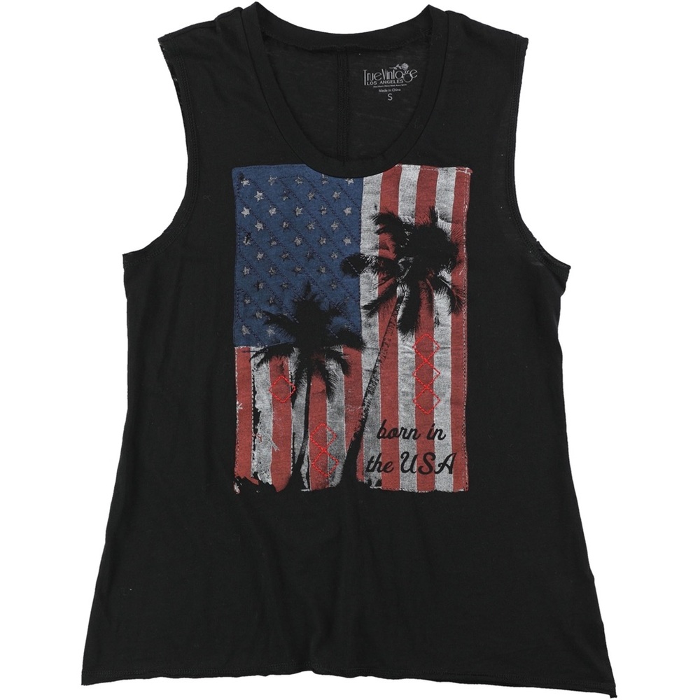 True Vintage Palm Tree USA Flag Born In The USA Tank M Nwot